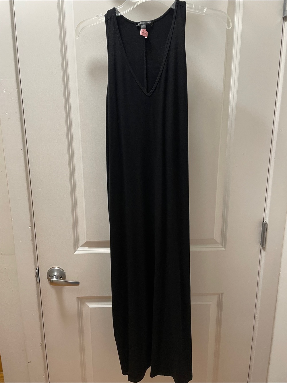 Eileen Fisher Black Sleeveless V-Neck Racerback Midi Dress